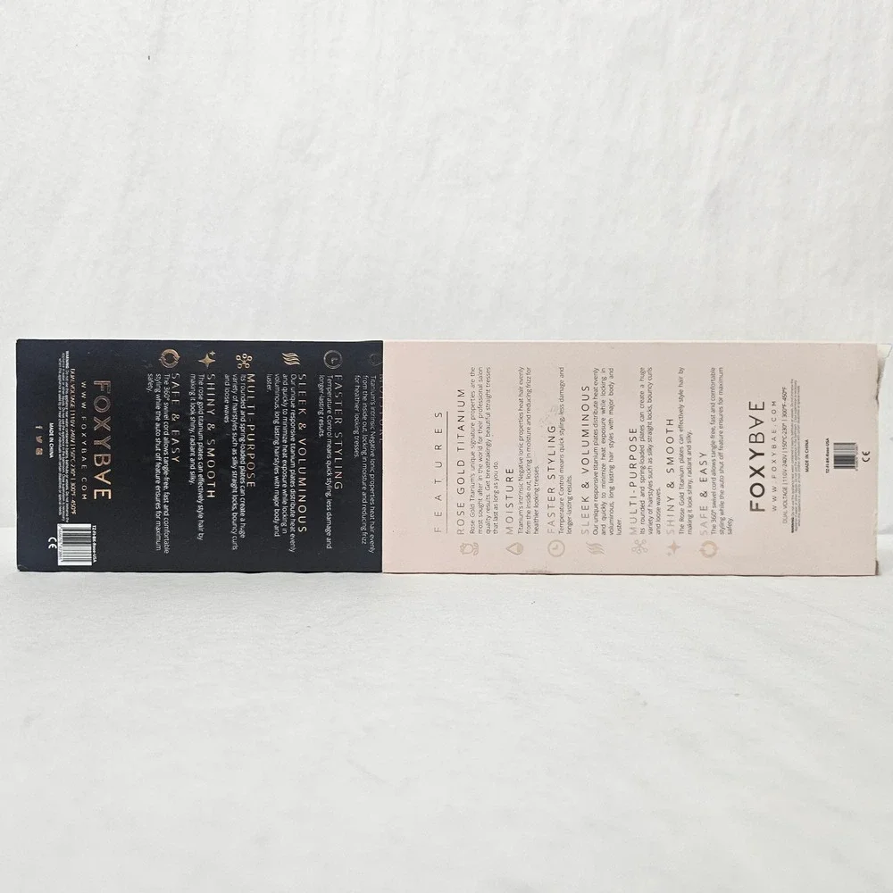 FoxyBae Tres Sleek Flat Iron Rose Gold Black Titanium Hair Straightener